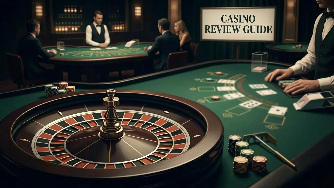 Generic live casino table scene with roulette, blackjack and baccarat cues